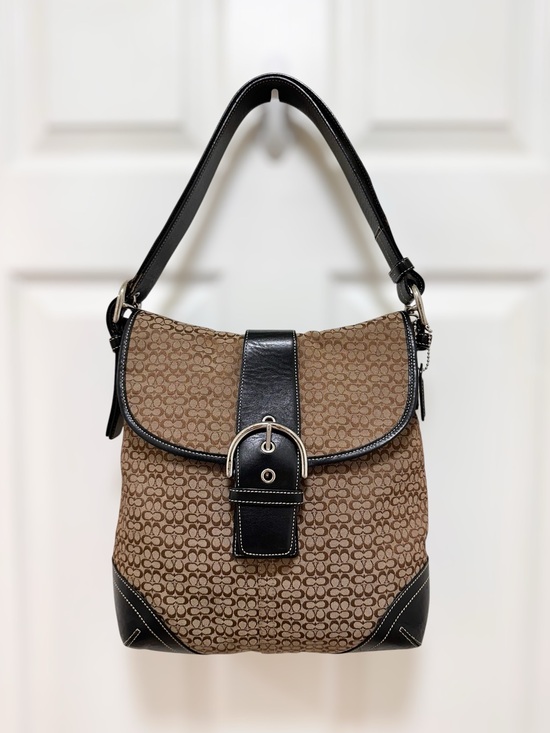 Coach Handbags - Vintage Coach Soho Signature Flap Medium Shoulder Hobo Bag Brown Jacquard 6377
